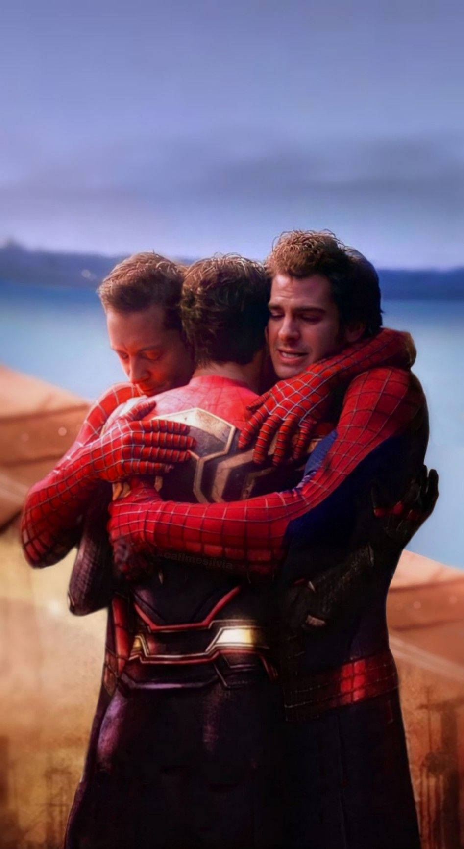 Download Spider Man Trio Hug Tobey Maguire Wallpaper 