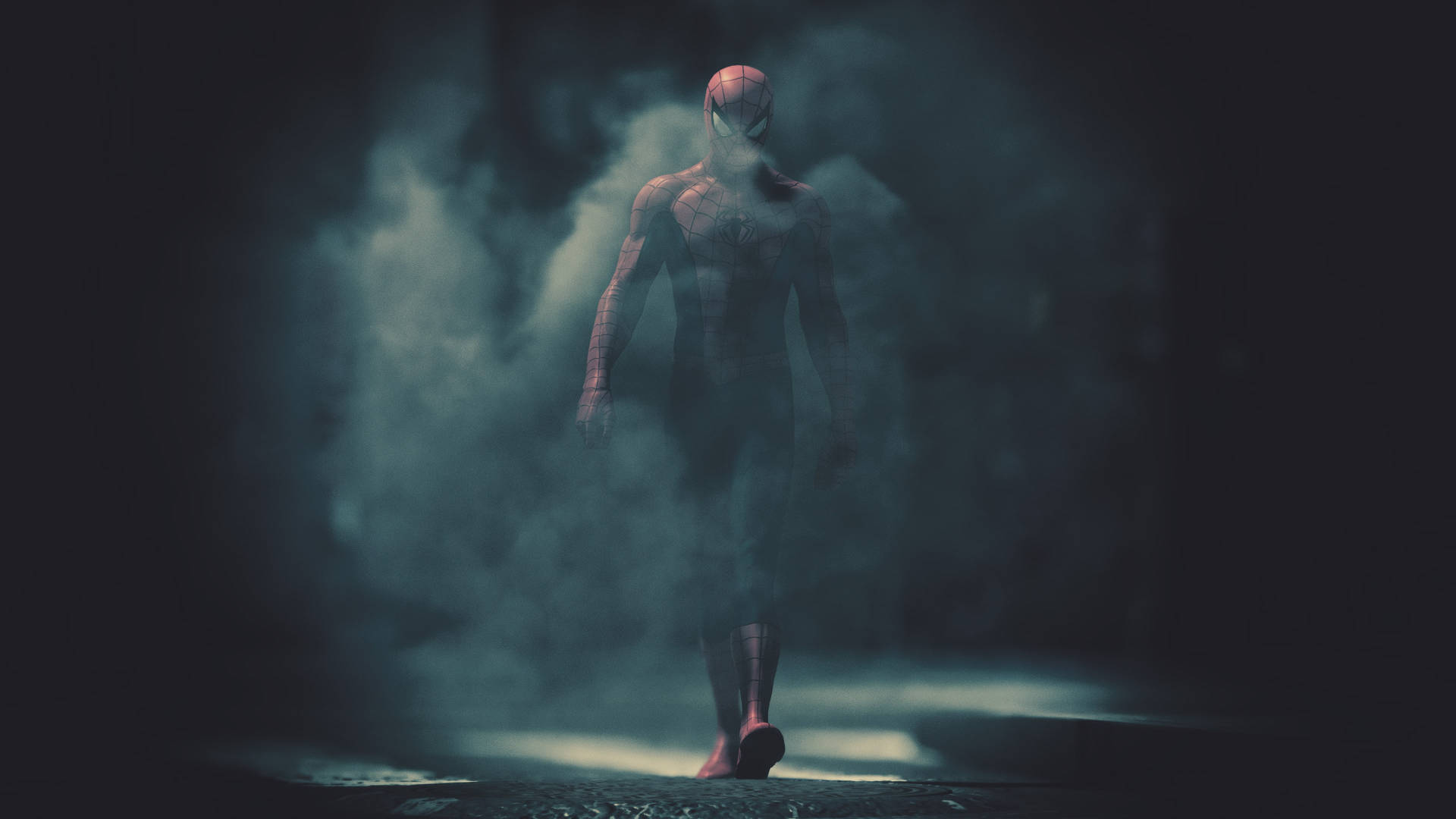 Spider-man Walking Through Smoke 1080p Gaming Background