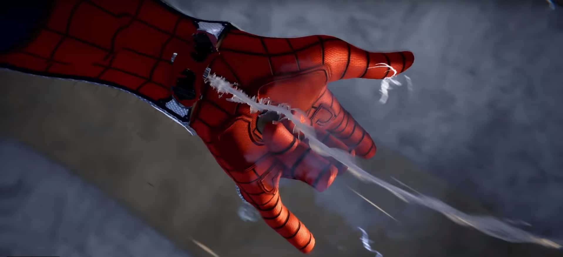 spiderman shooting web at screen