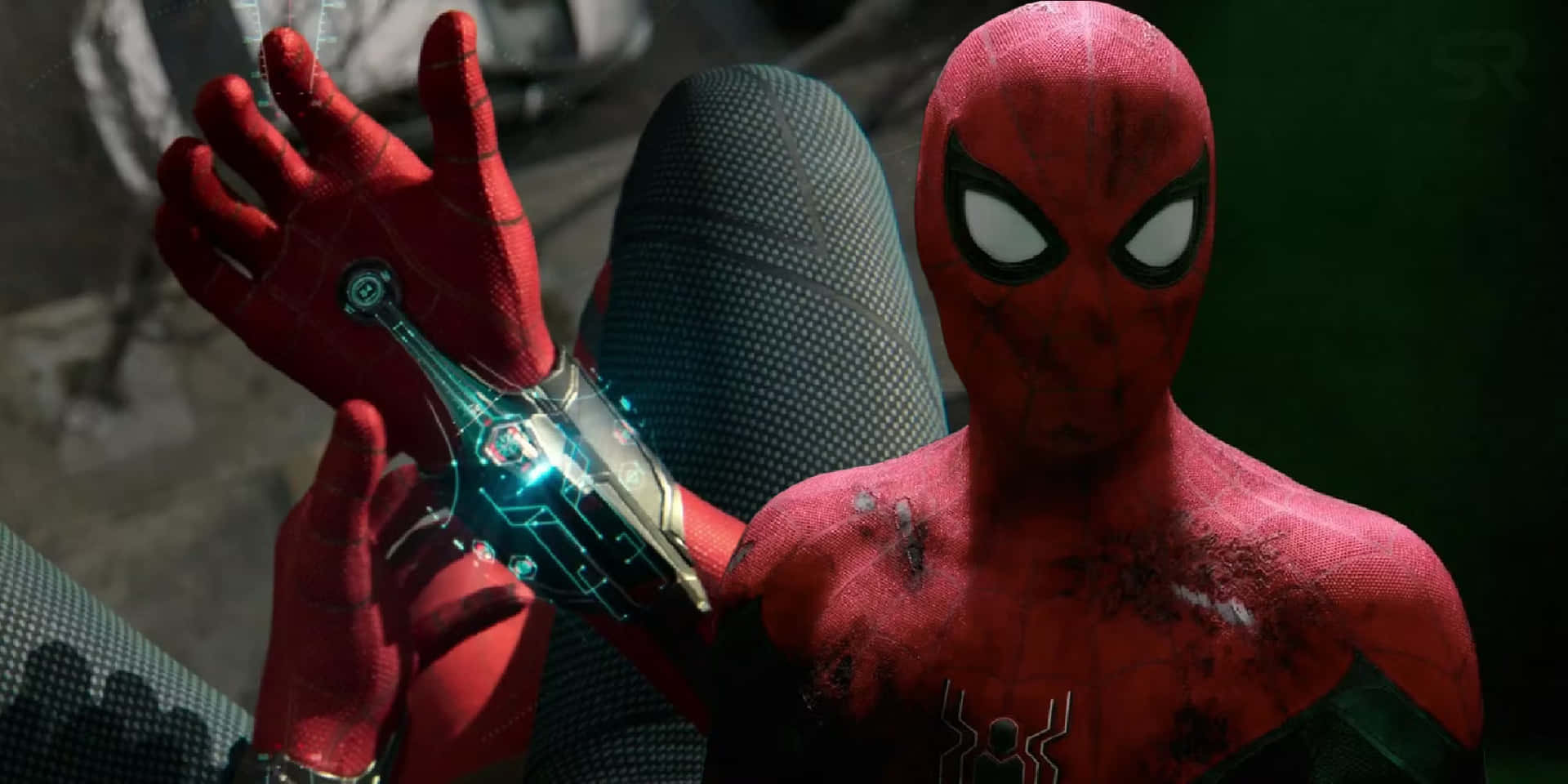Spiderman Usando Lanzadores De Tela Para Balancearse Por La Ciudad. Fondo de pantalla