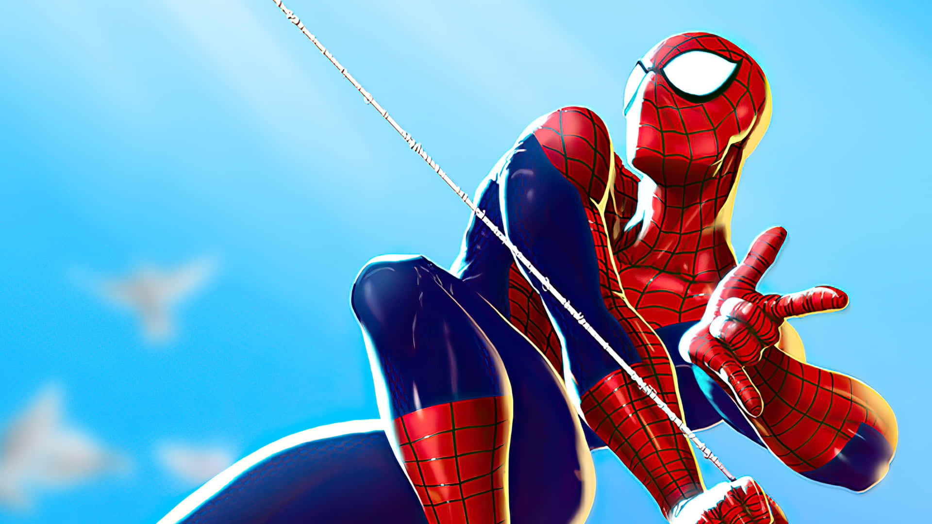 Spiderman Desatando Sus Lanzatelarañas En Acción Fondo de pantalla