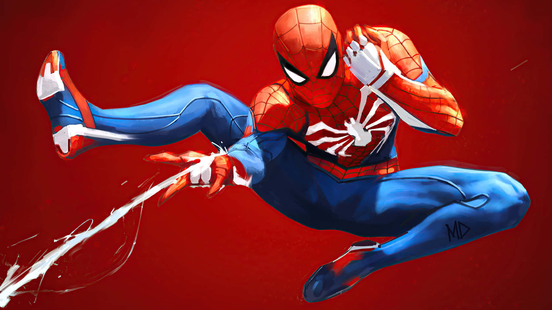Lanzatelarañasde Spider-man En Acción Fondo de pantalla