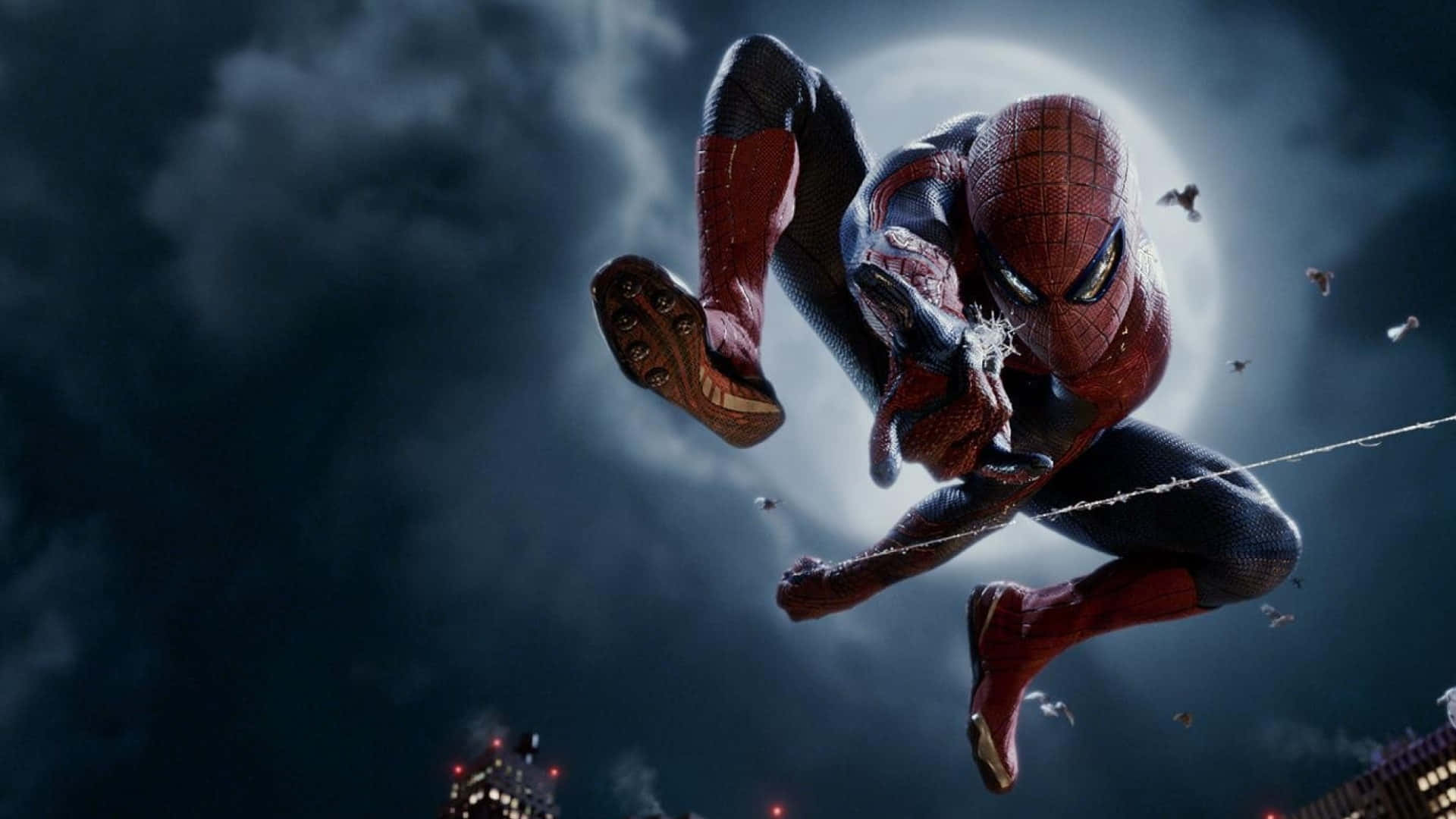 Spider-Man Swinging Through The City Wallpaper