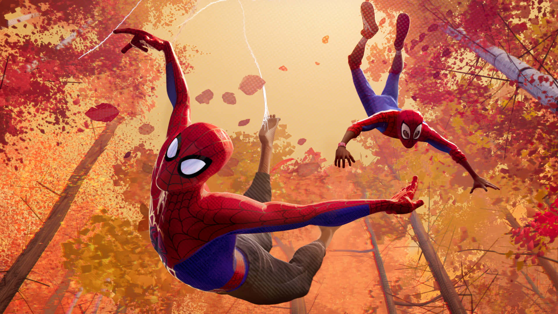 Spider-Man Swinging Through the City Wallpaper