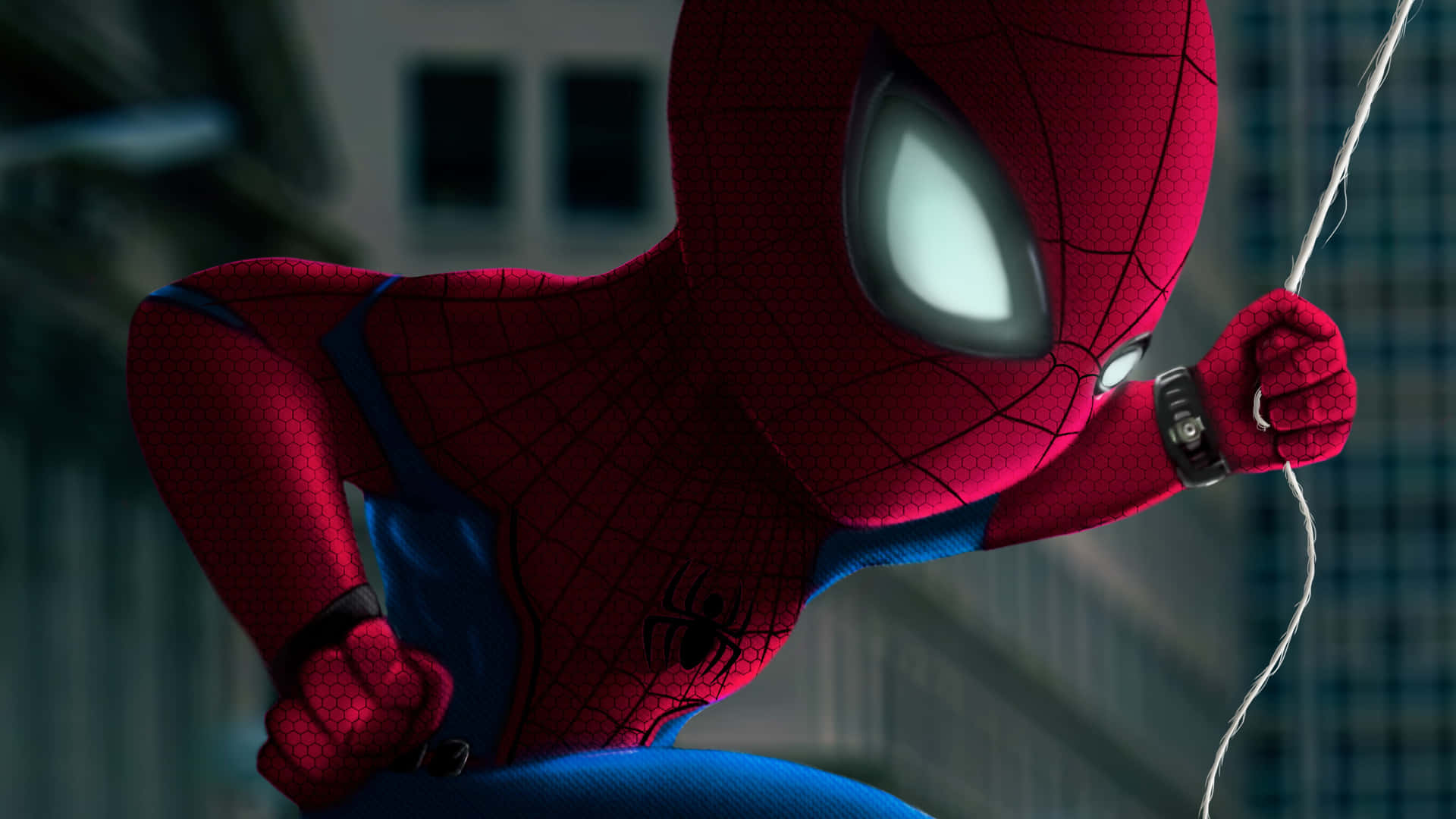 Spiderman Balanceándose A Través De La Ciudad. Fondo de pantalla
