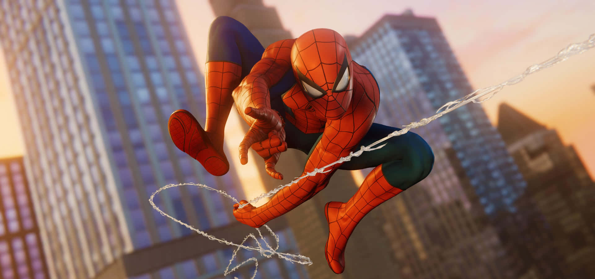 Dynamic Spider-Man Web Slinging Action Wallpaper