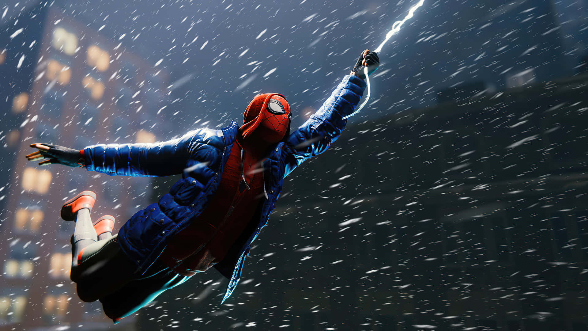 Spiderman Espectacular Balanceándose Por La Ciudad. Fondo de pantalla