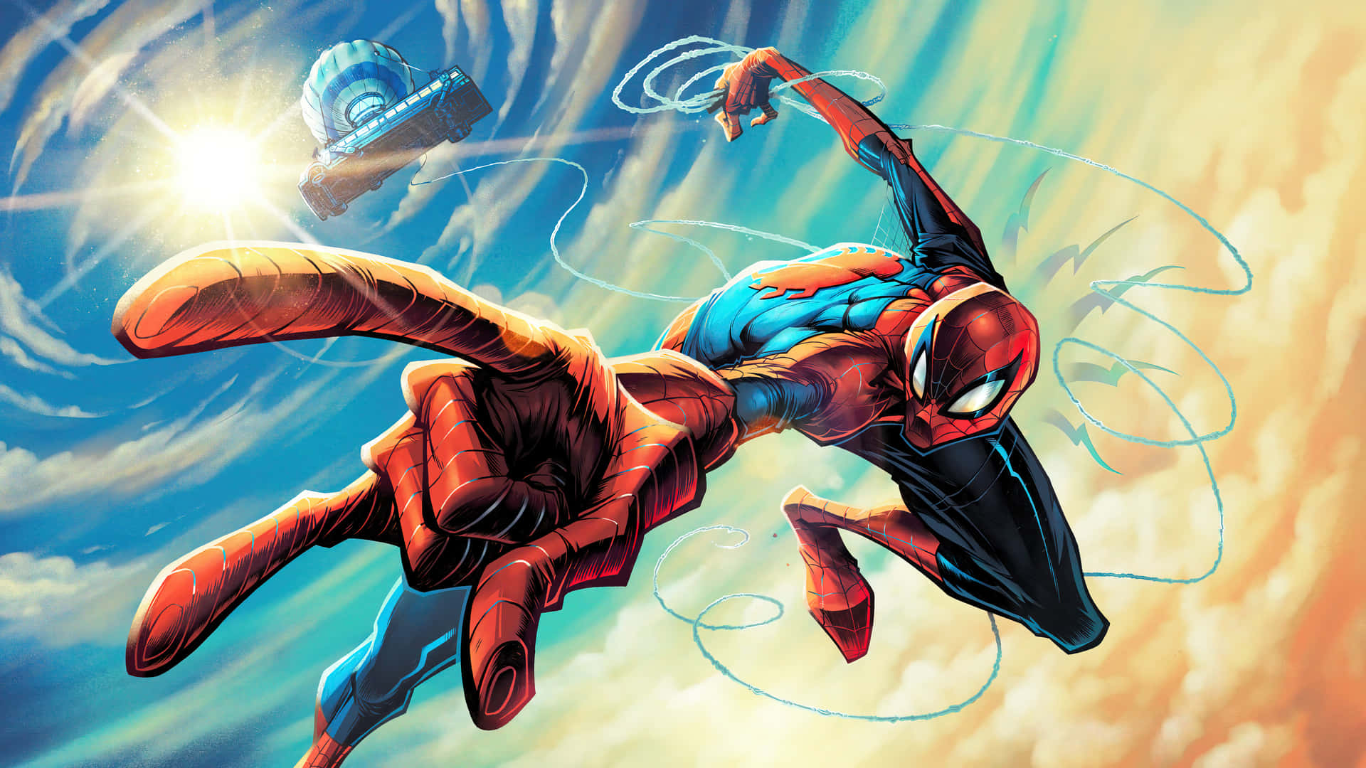 Elespectacular Spider-man Balanceándose Por La Ciudad Fondo de pantalla