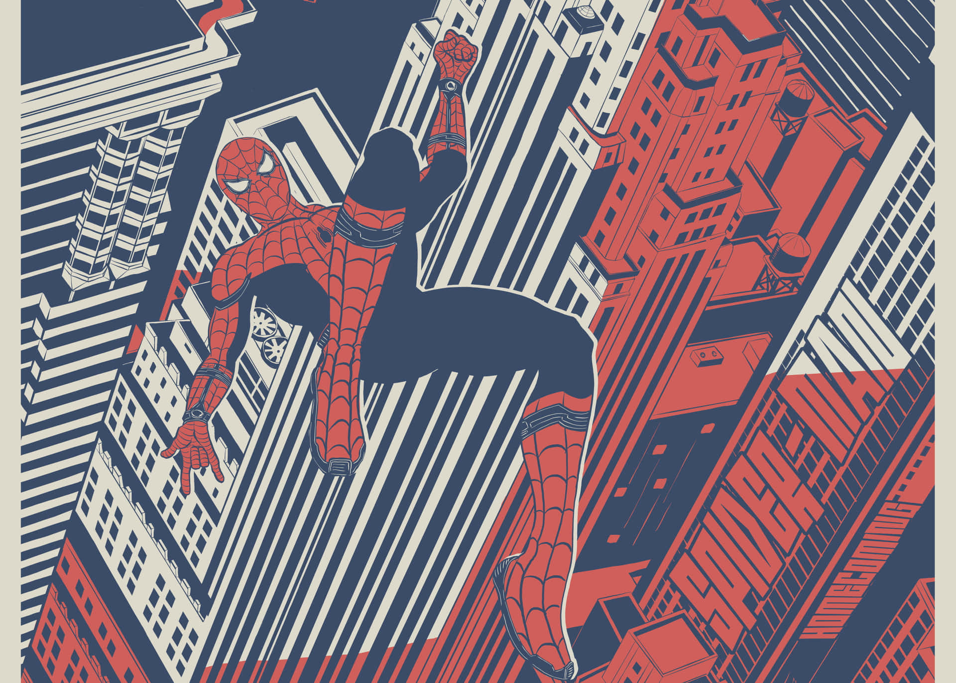 Spider-man Slinging Through the City Wallpaper