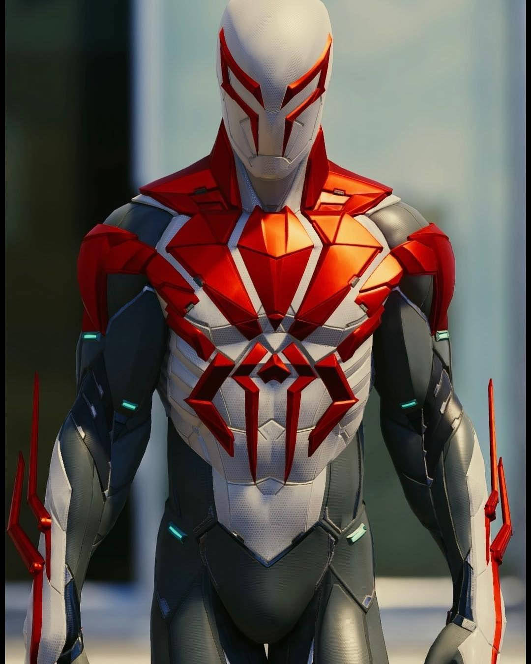 Spider Man White Red Robot Standing Wallpaper