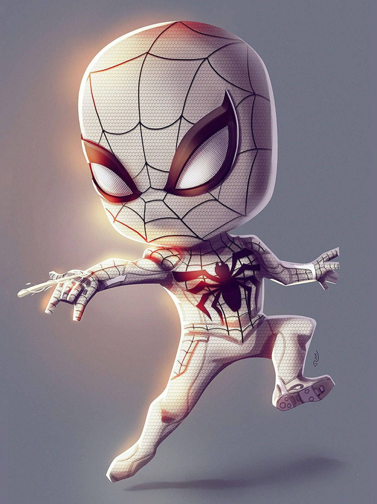 Spiderman Arte Chibi Blanco Fondo de pantalla