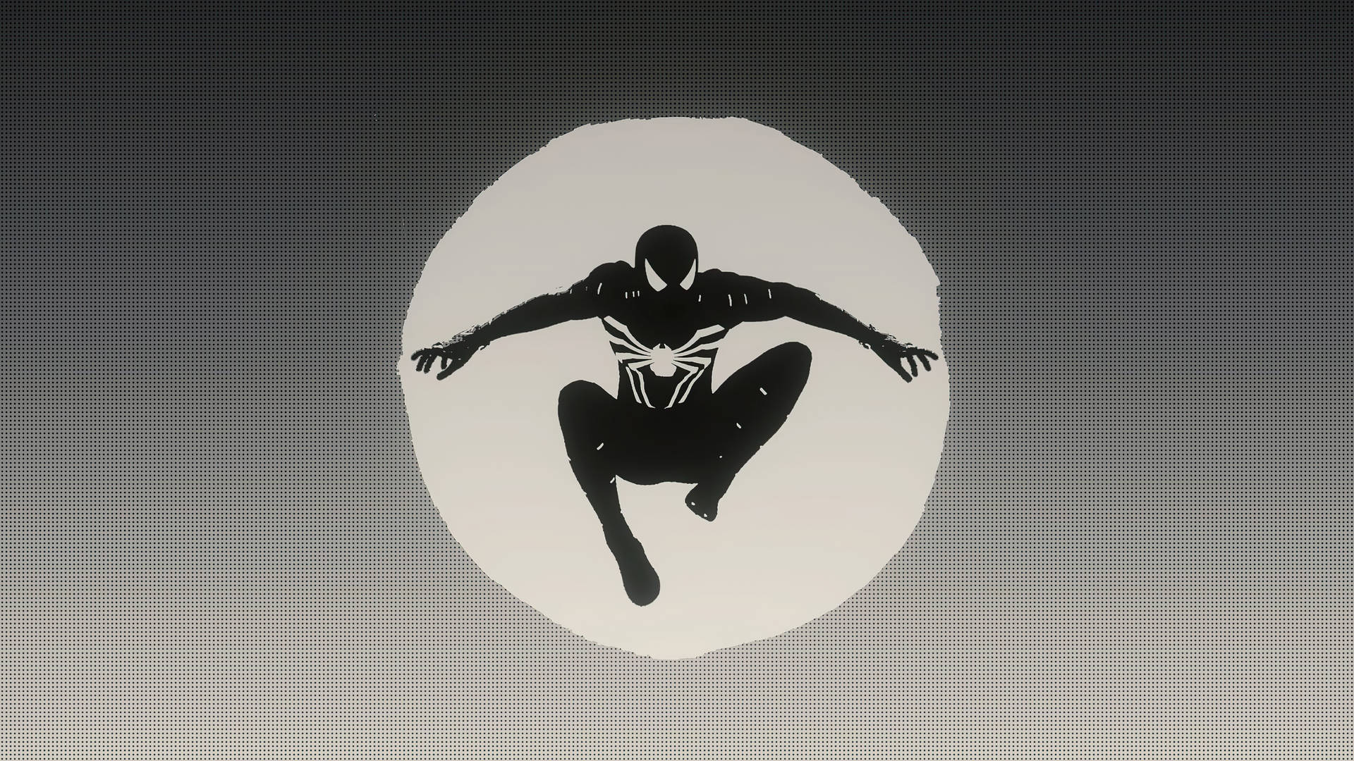 Spiderman Hvid Cirkel Sort Dragt. Wallpaper