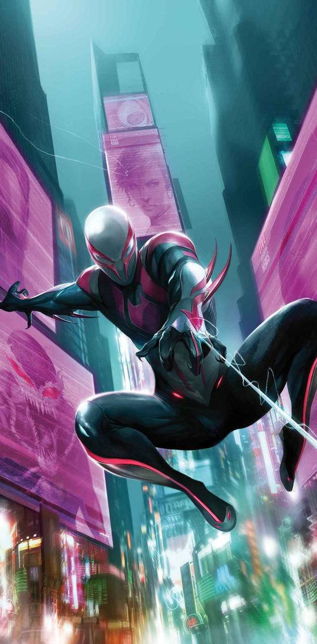 Spider Man White Pink City Wallpaper