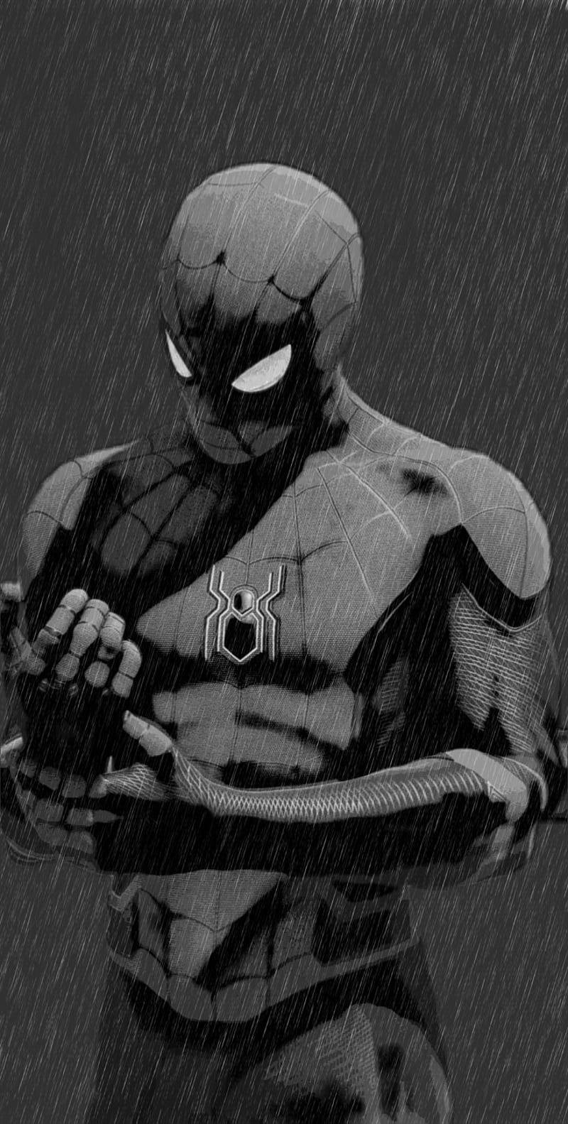 Spiderman Piovoso Con Occhi Bianchi Sfondo