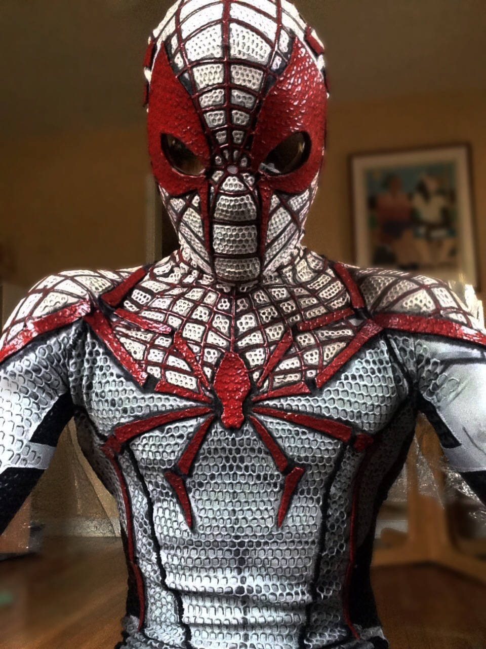 Spiderman Vit Kostym Wallpaper