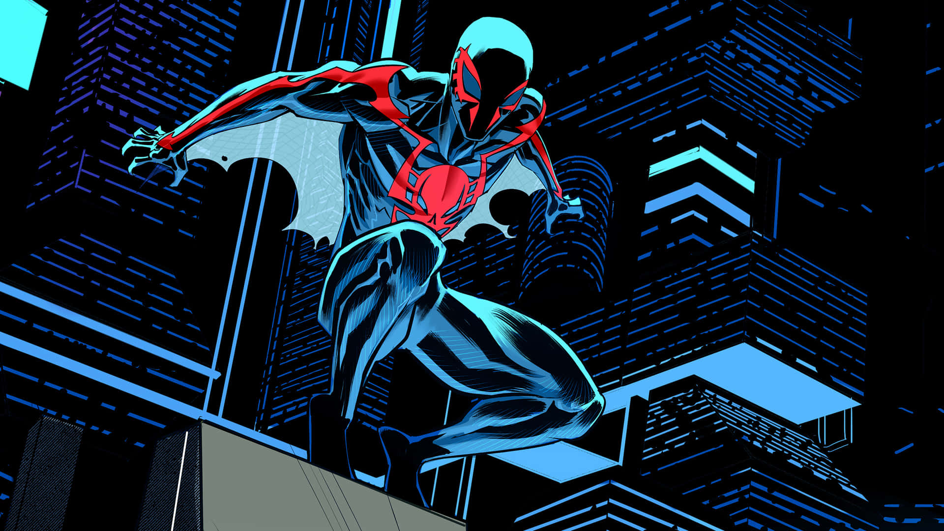 Spider Man2099 Nighttime Swing Wallpaper