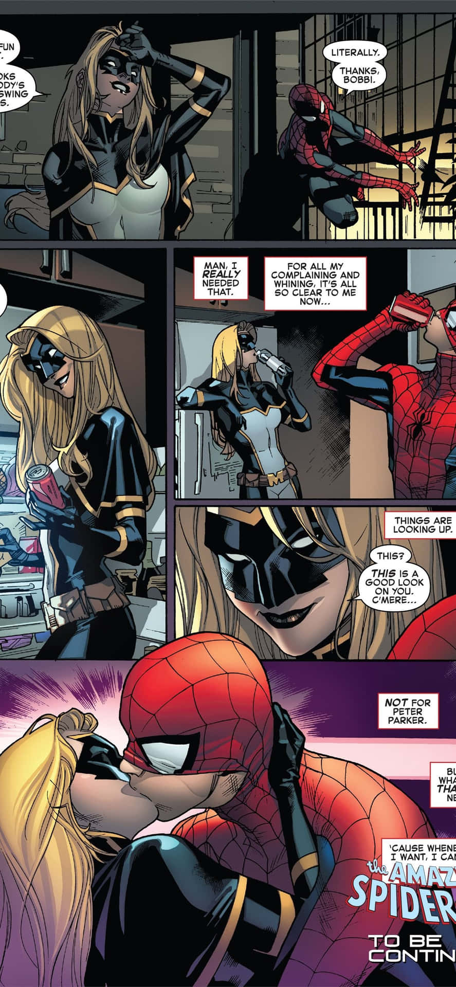 Spider Manand Black Cat Comic Interaction Wallpaper