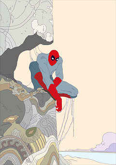 Spider Manin Traditional Japanese Art Style PNG
