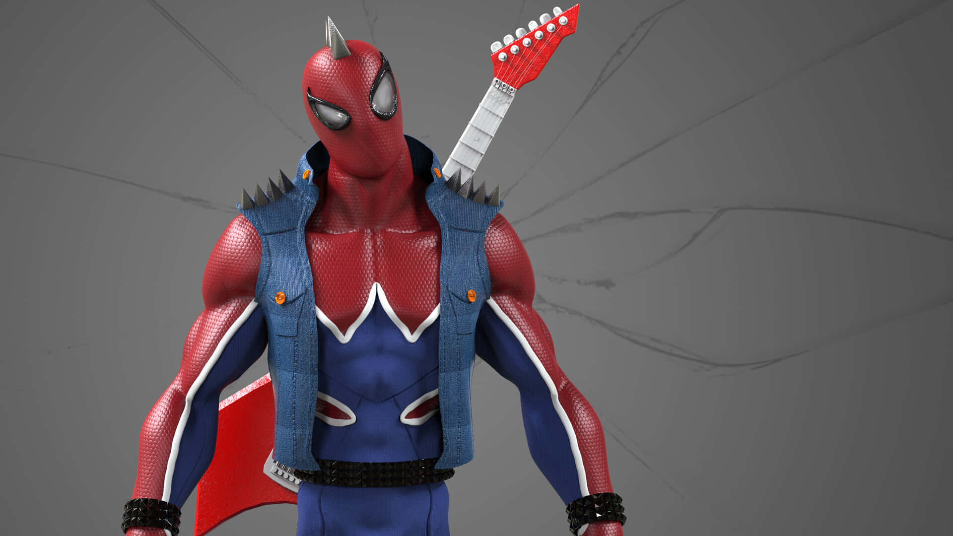 Spider Punk Figure With Guitar Wallpaper