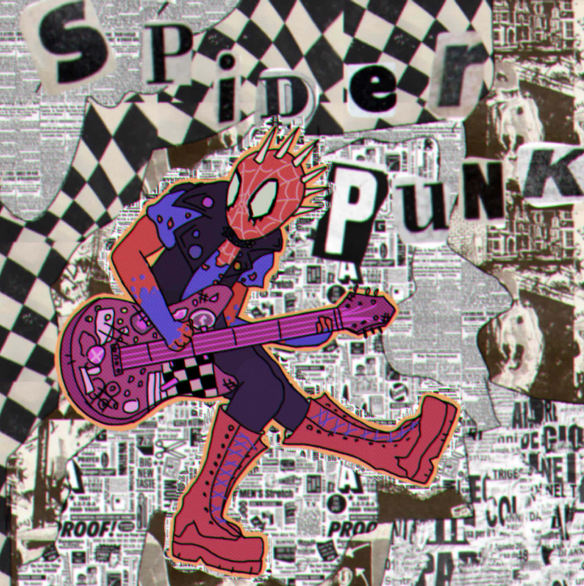 Spider Punk Rocking Out Wallpaper