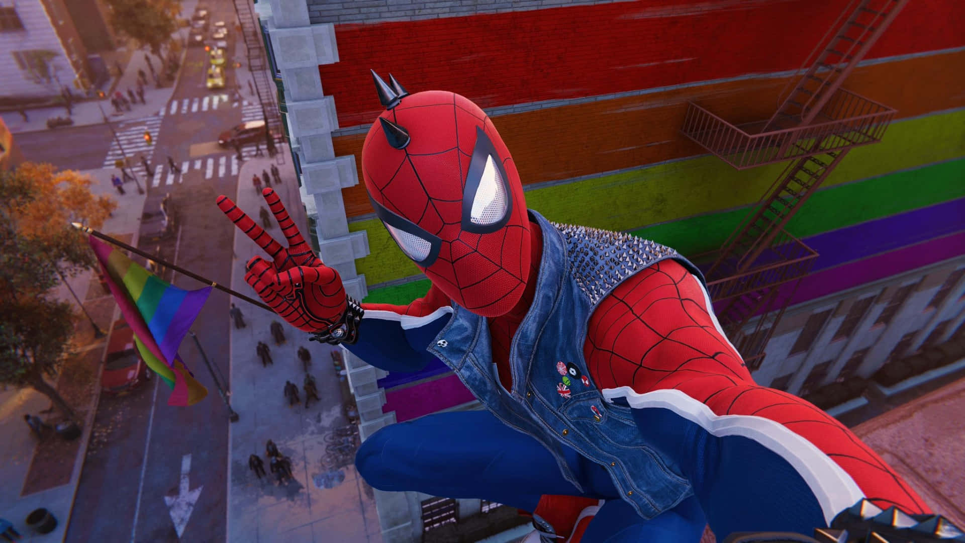Spider Punk Rooftop Pose Wallpaper