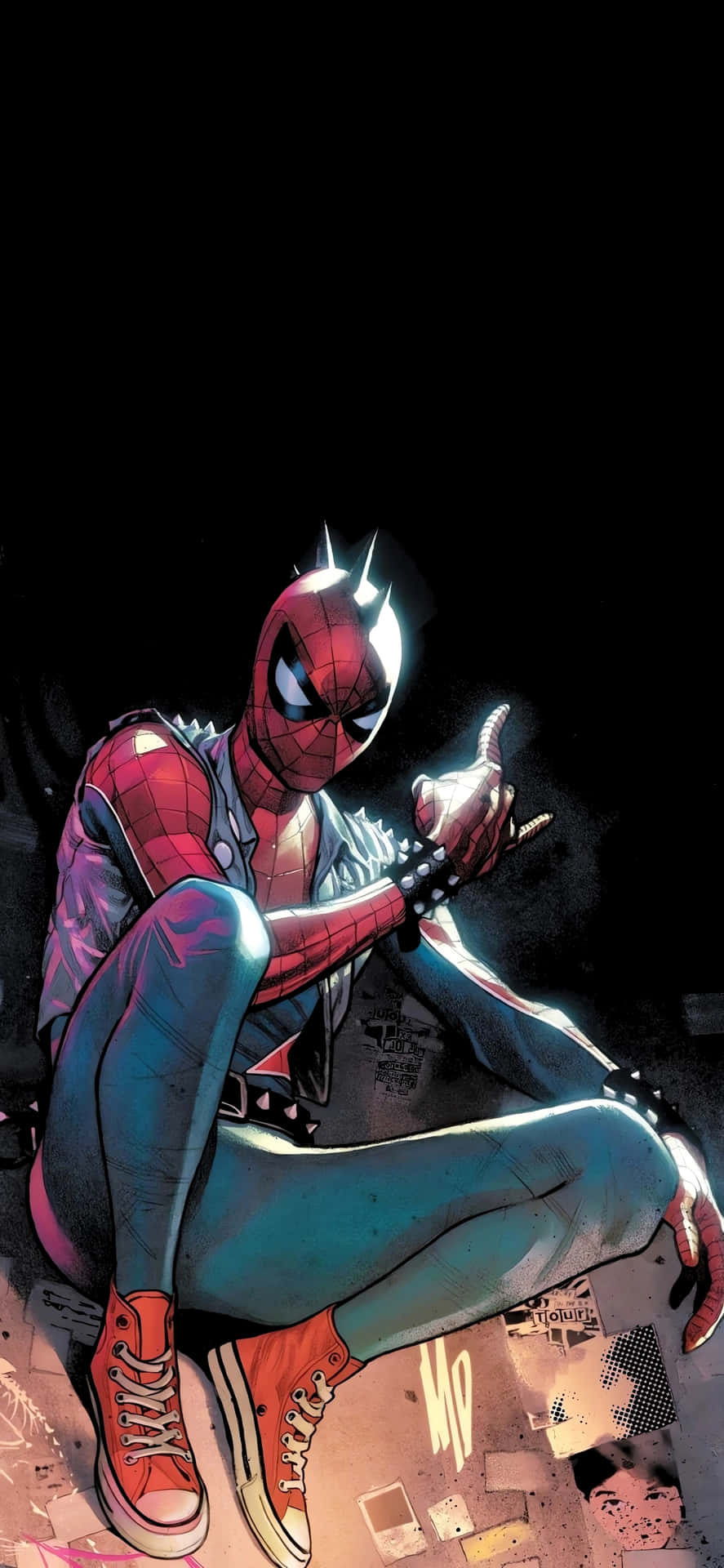 Spider Punk Sitting With Guitar Wallpaper