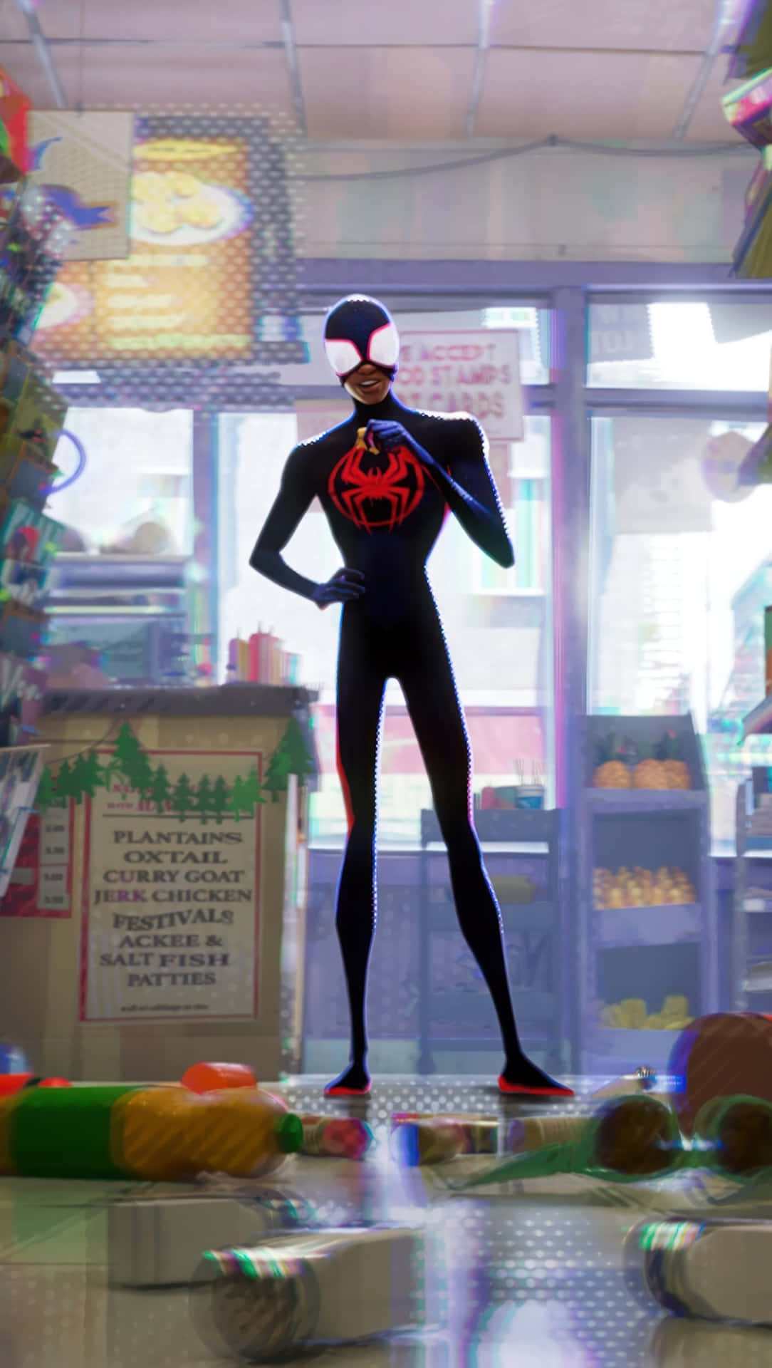 Spider Verse Character In Store Wallpaper