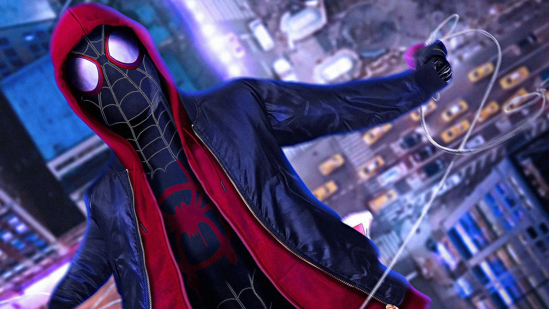 Marvel’s Spider-Man swings into the film Spider-Verse Wallpaper