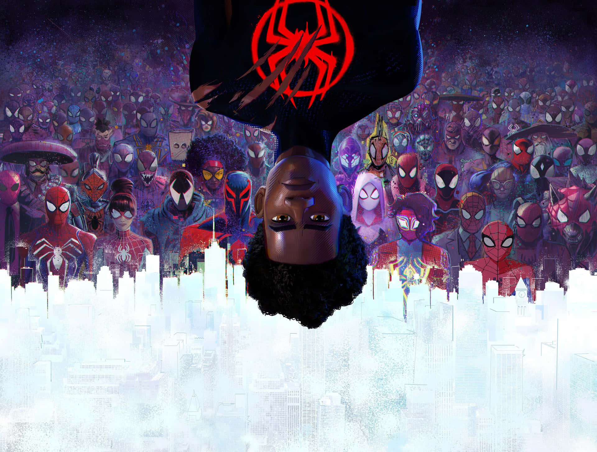 Spider Verse Multitudeof Heroes Wallpaper
