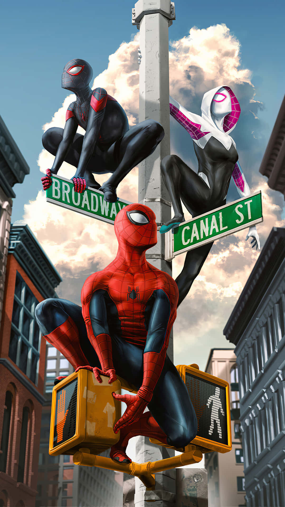 Spider Verse_ Trio_at_ Broadway_and_ Canal Wallpaper