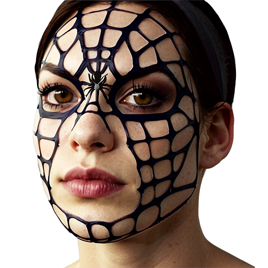 Spider Web Face Paint Woman PNG
