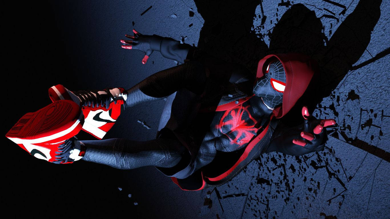 Red Spiderman 1366x768 Wallpaper