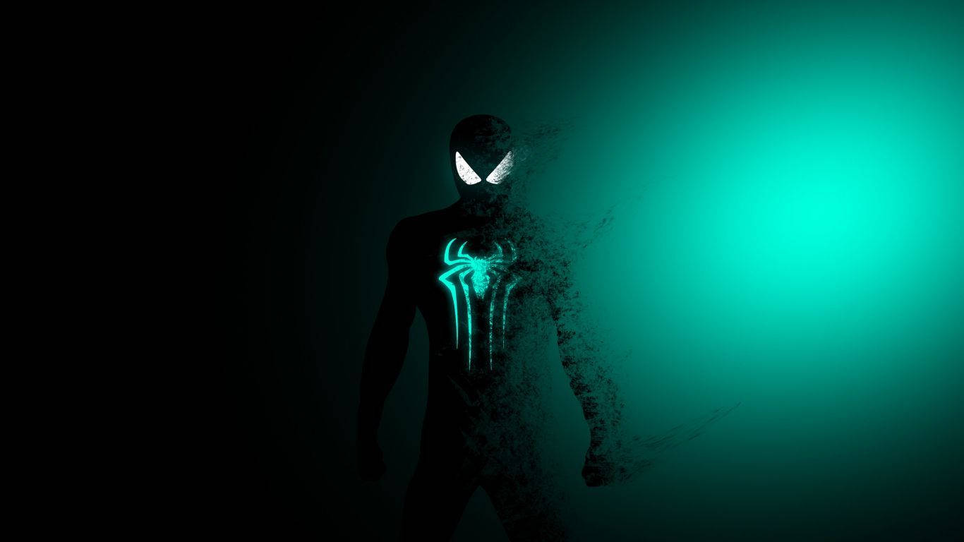 Spider Man In The Dark With Green Light Wallpaper