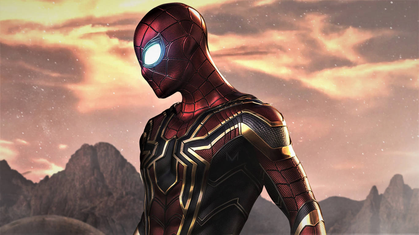 Den Web-Crawler selv, Spiderman, stående på toppen af ​​et skyskraber i New York City. Wallpaper