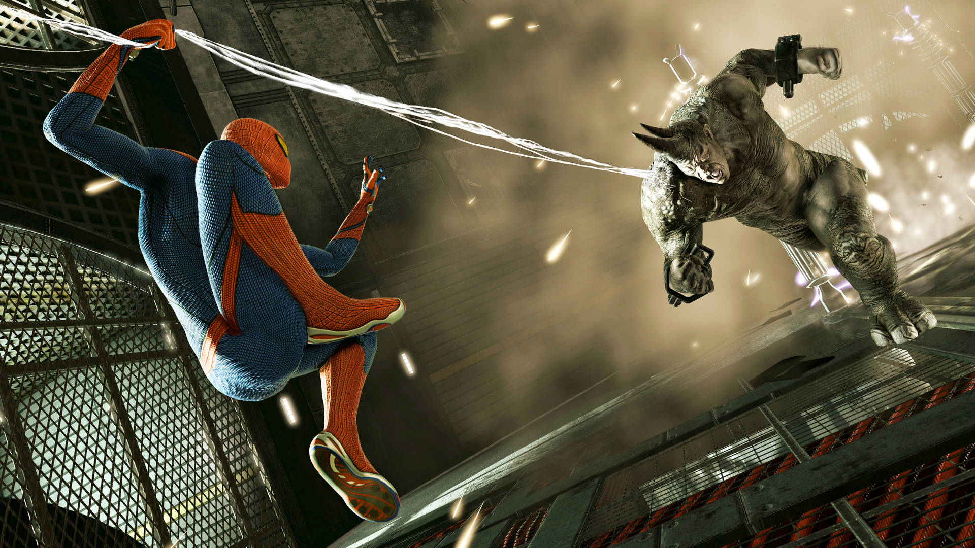 Spiderman Against Rhino Background