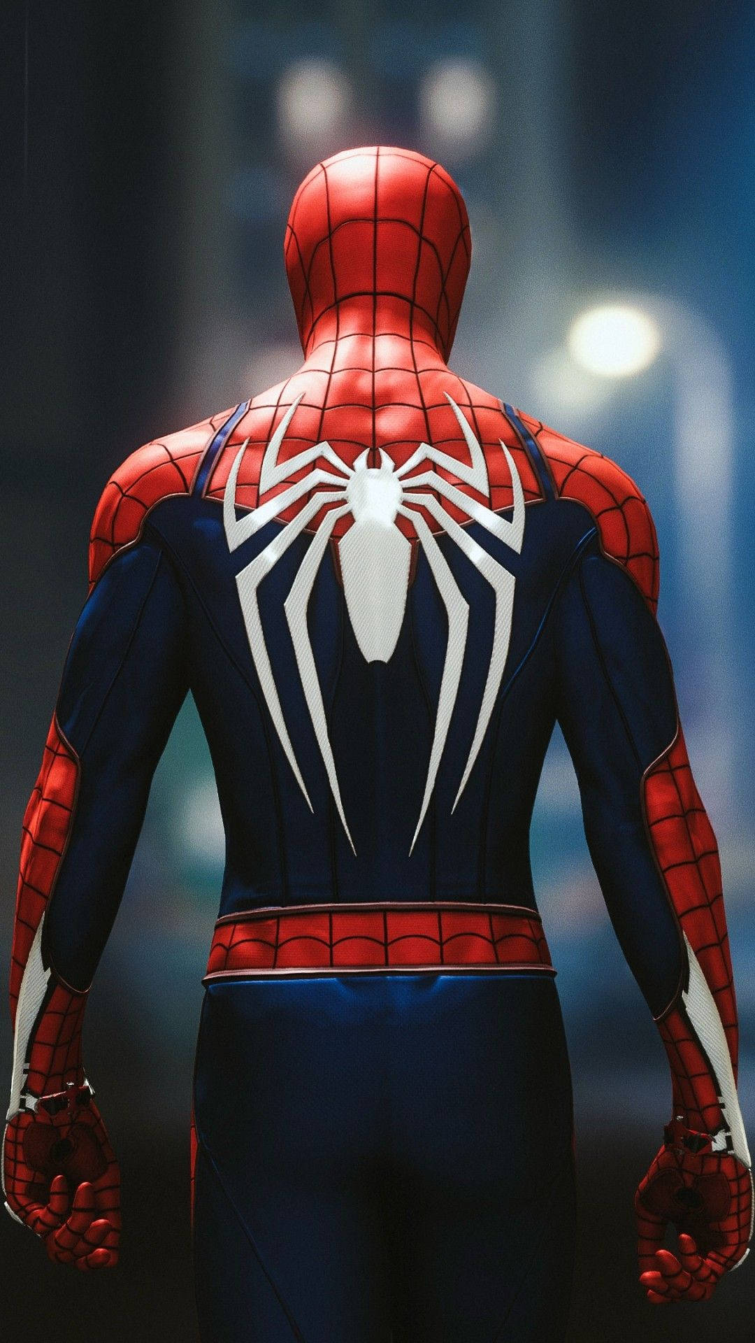 Spiderman marvel superheroes back showing spider logo white.
