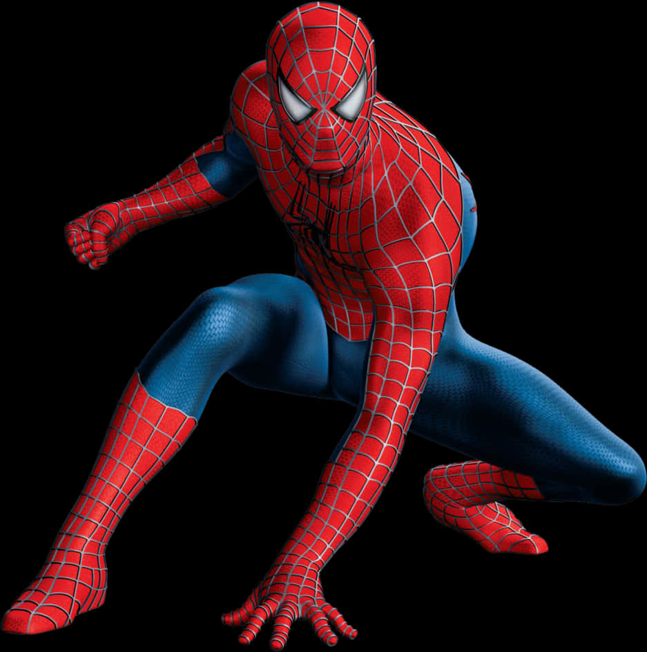 Spiderman Crouching Action Pose PNG