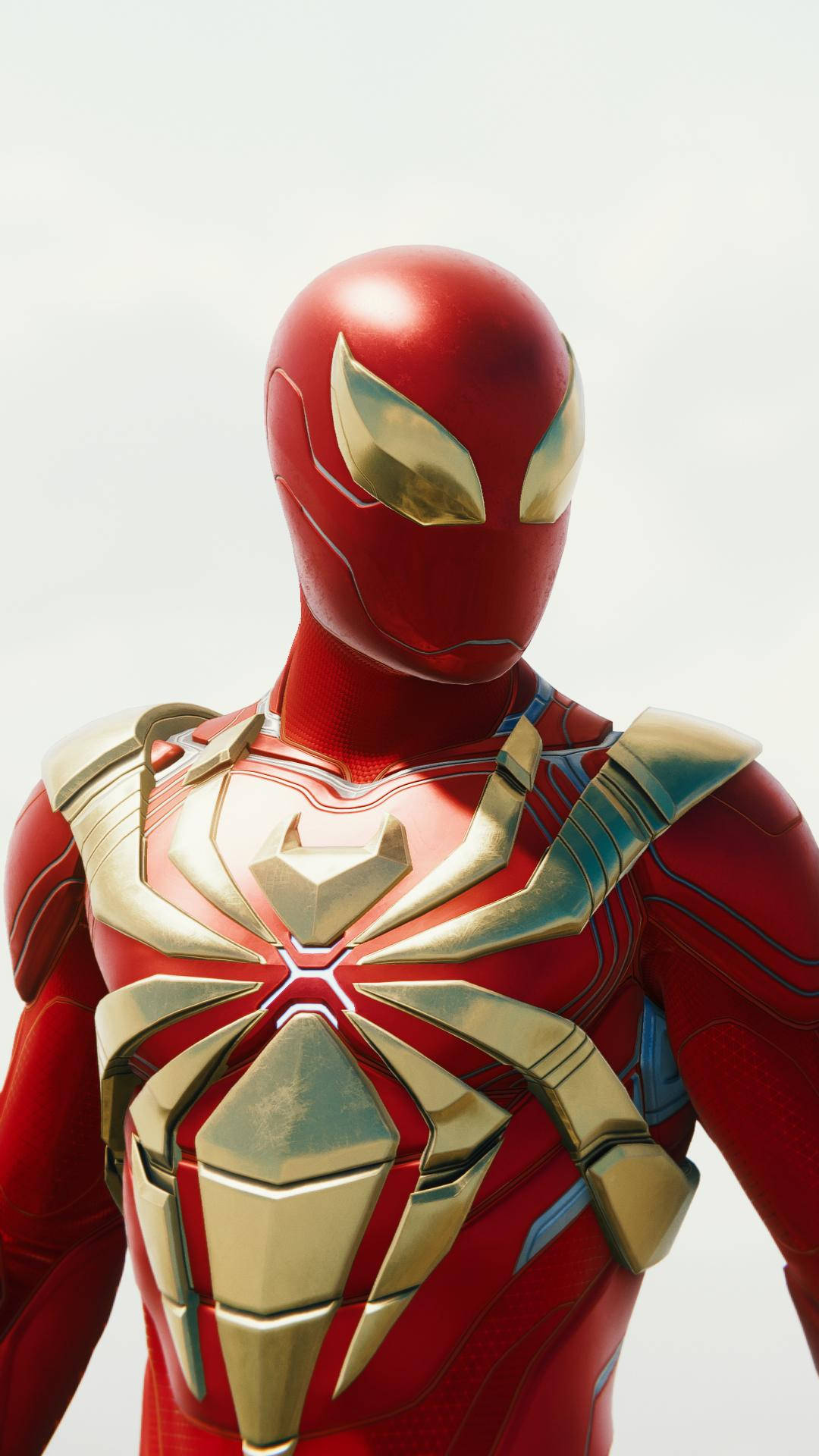 Spidermancon Rifinitura Lucida In Armatura D'oro Iron Spider. Sfondo