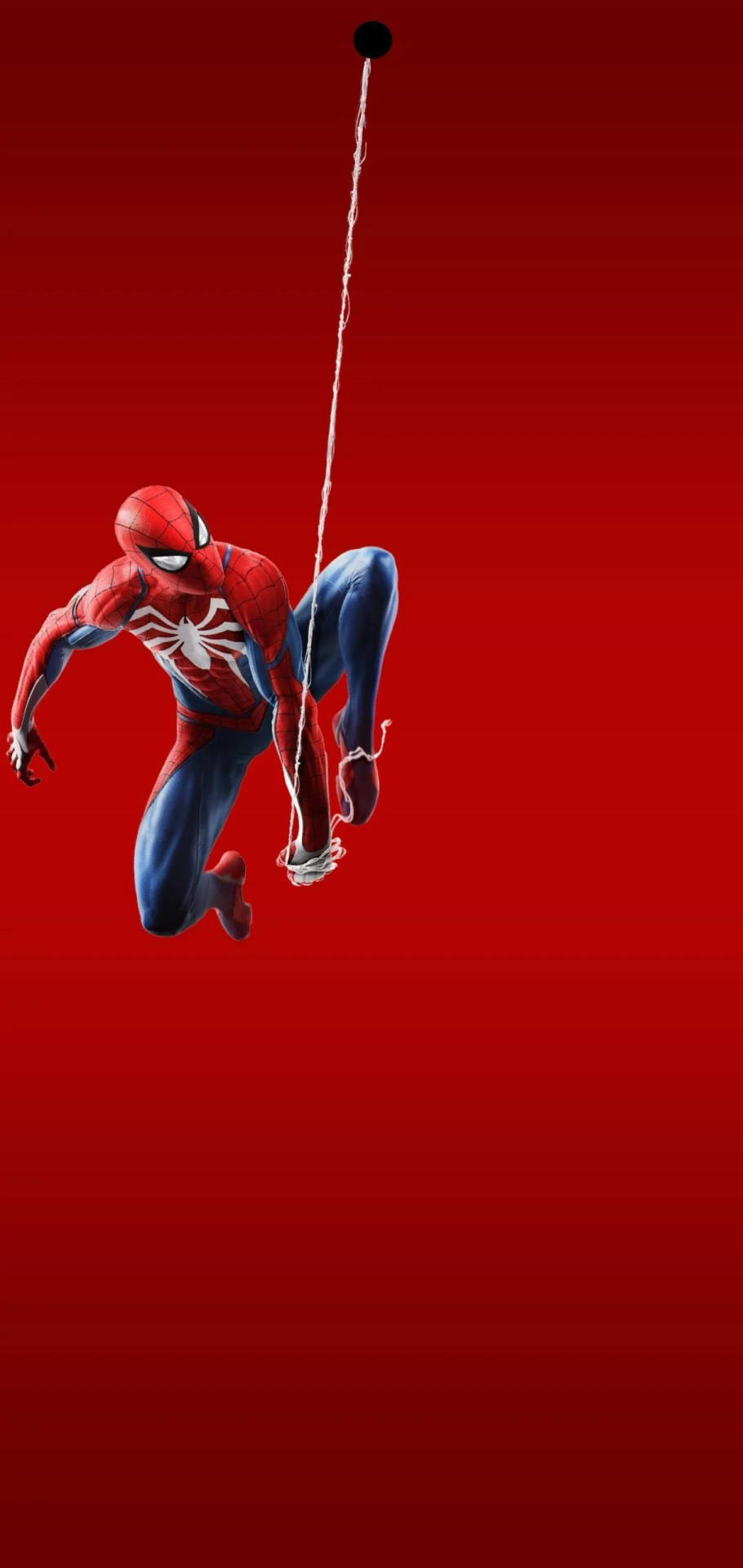 Spiderman Hanging By The Web On The Punch Hole Background