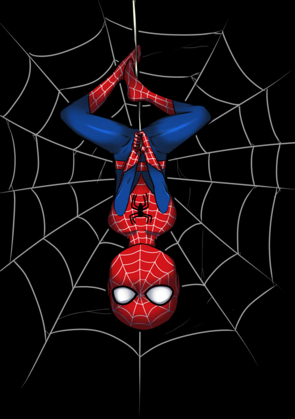Spiderman Hanging Upside Down PNG