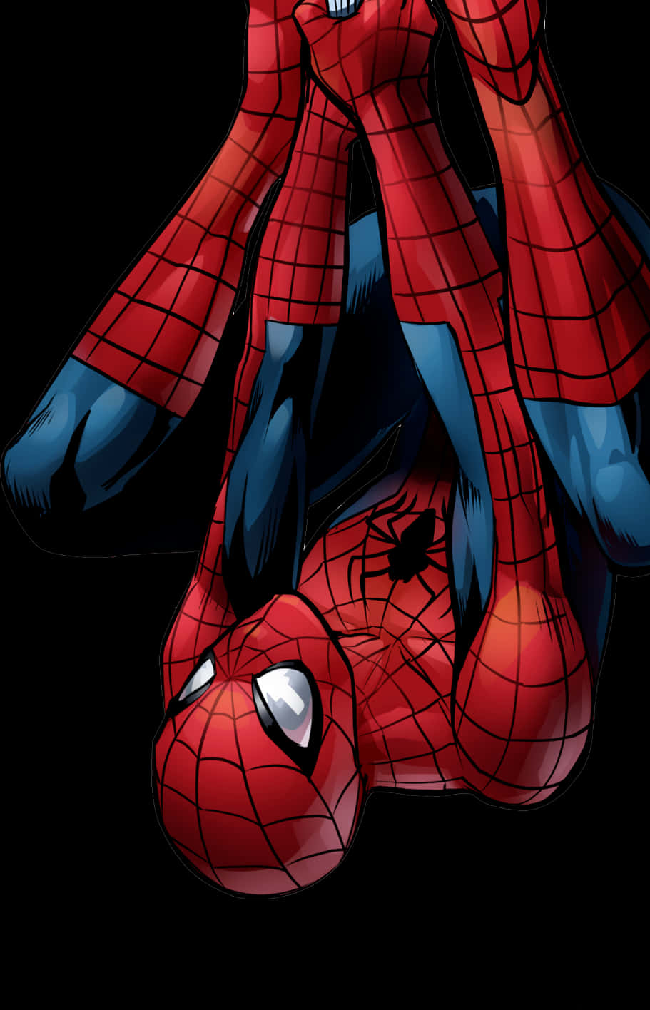 Download Spiderman Hanging Upside Down | Wallpapers.com