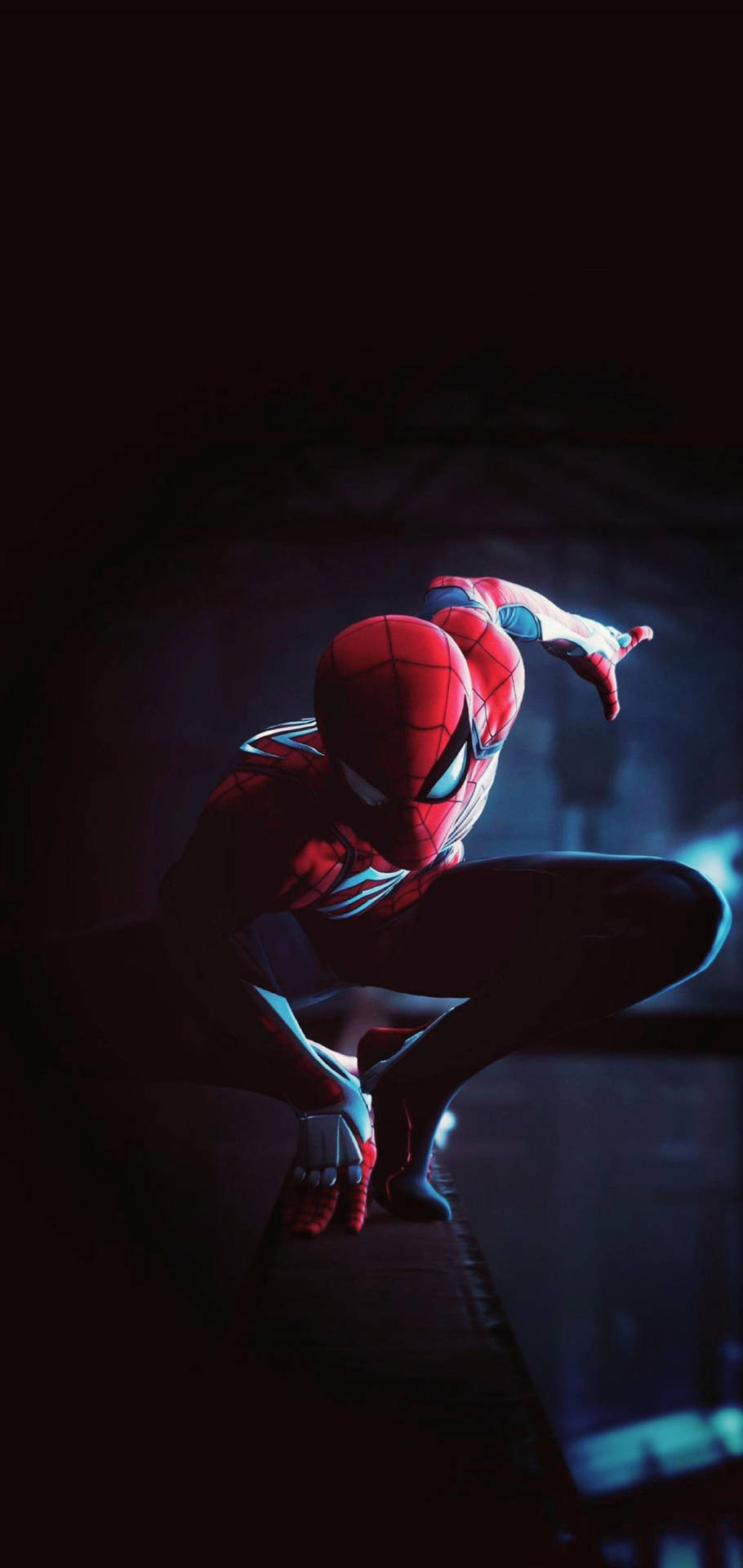 Spiderman Iconic Pose Punch Hole 4k Background
