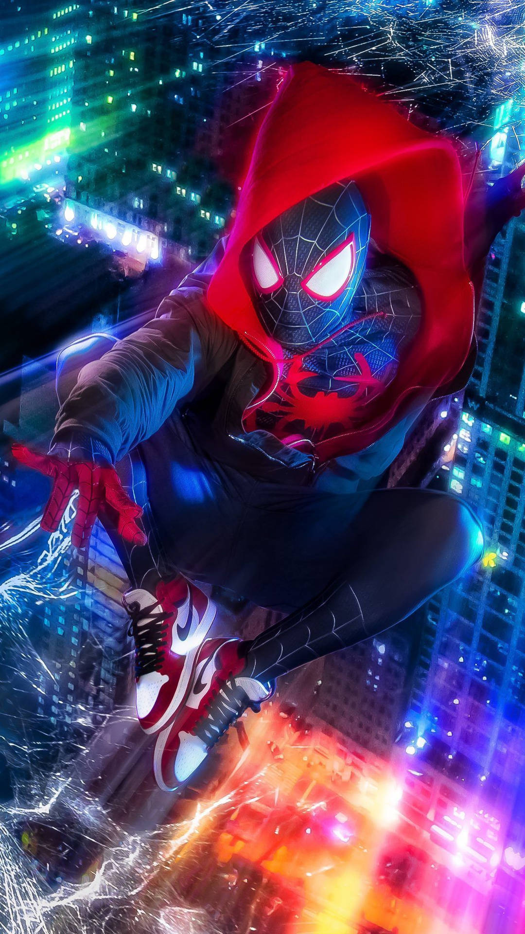 Spiderman Casts His Webs To The Spiderverse Wallpaper