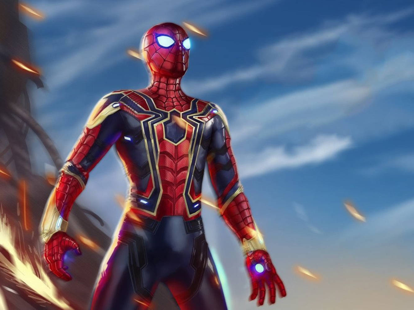 Spiderman Iron Spider In Battlefield Wallpaper