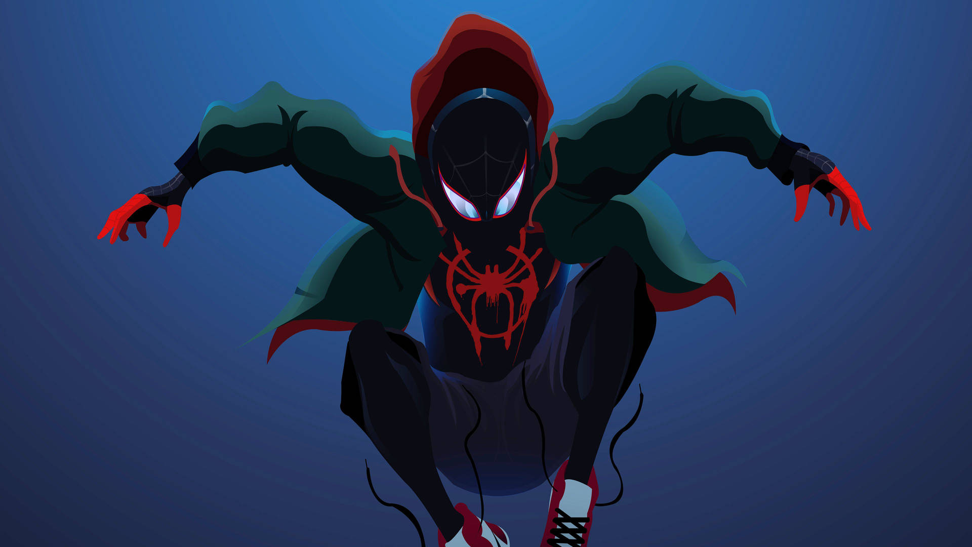 Spiderman Jumping Digital Art Wallpaper