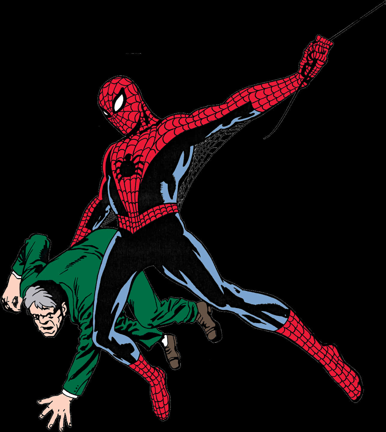 Spiderman Swinging Action Clipart PNG