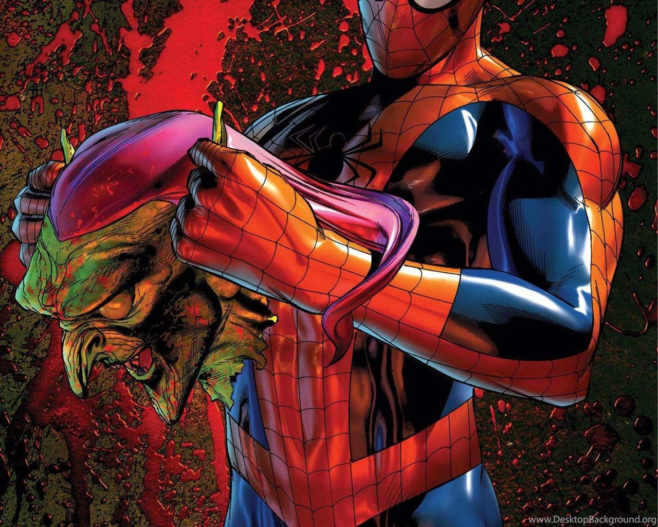 Spiderman With Green Goblin Mask Background