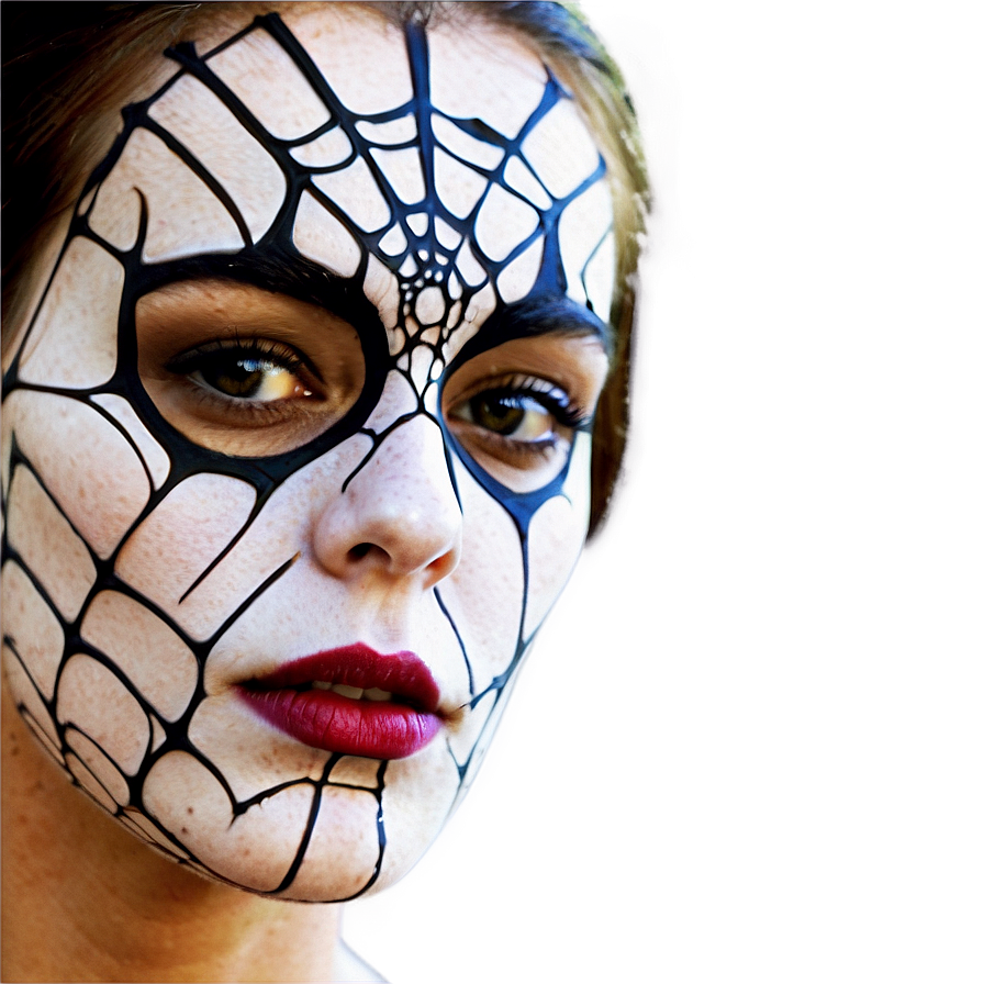 Spiderweb Face Paint Portrait PNG