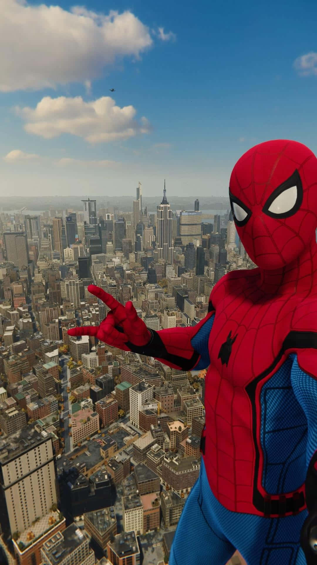 Spidey Selfie Man On Top Of Building Background