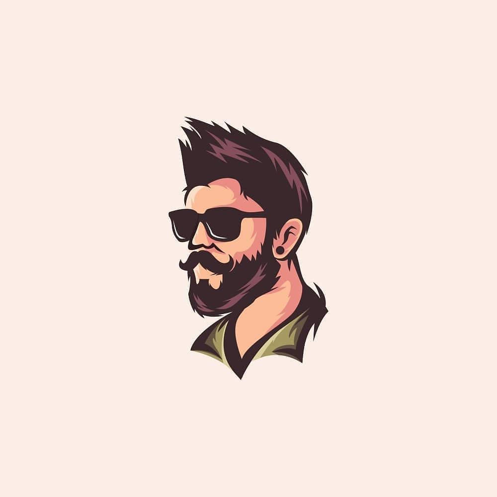 Spiky Hairstyle With Glasses Beard Logo Wallpaper